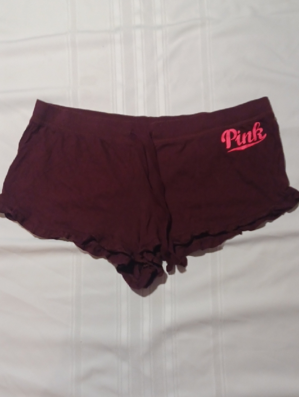 NWOT PINK Victoria's Secret Maroon Lounge Shorts with Pink Logo
